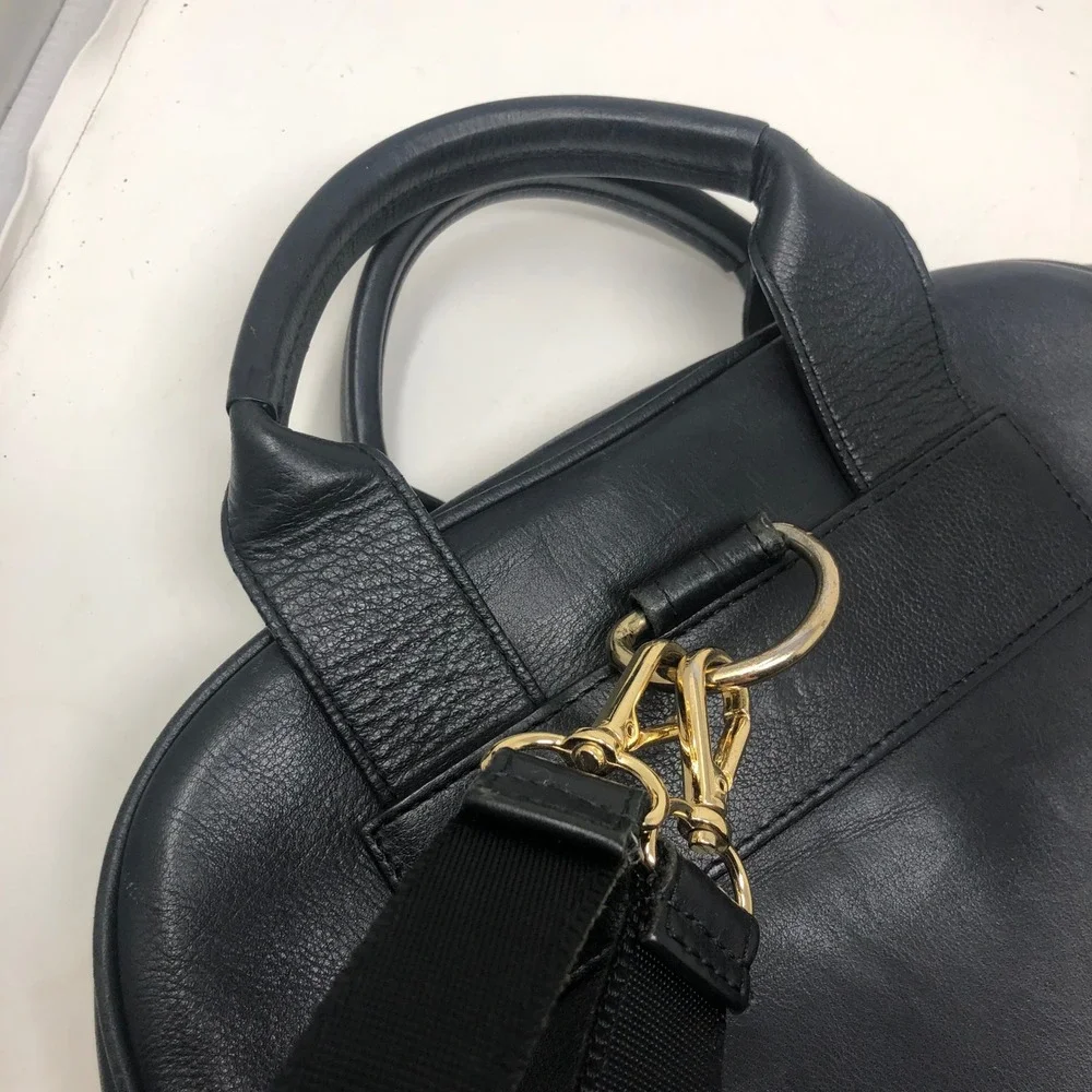 Bartaile Backpack Black Leather Convertible Gold Hardware Laptop Bag Top Handle